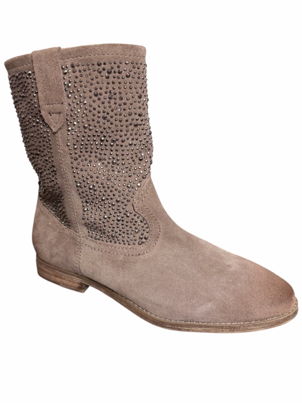ALDO Taupe Suede Studded Rhinestone Mid-Calf Boots Size 8.5 NWOT no